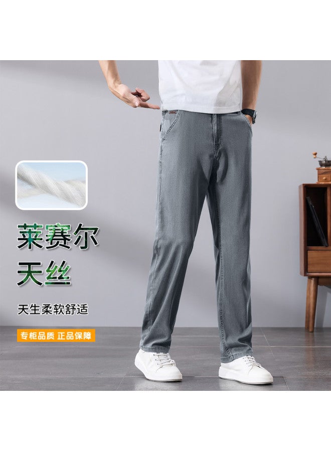 Tucano lightweight Comfortable Men's Jeans - Summer Versatile Fashion Minimalist Straight Leg Denim Pants - Image 2