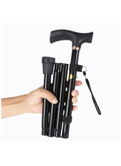 Oasisgalore Height Adjustable Practical Folding Aluminum Alloy Black Walking Stick  - Image 1