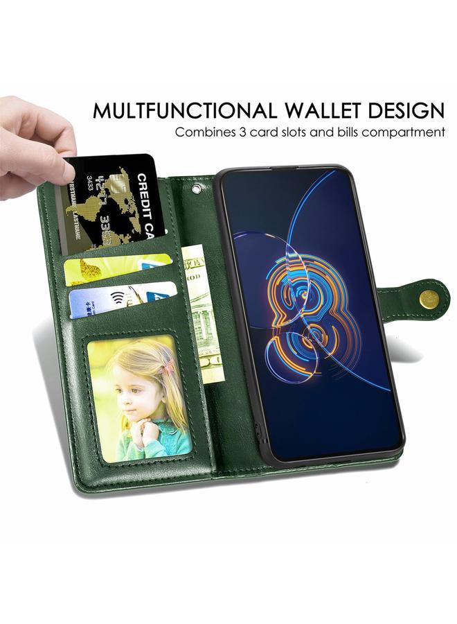 Zaboon Case For Asus Zenfone 8 Flip Solid Color Leather Buckle Phone Case with Lanyard & Photo Frame & Card Slot & Wallet & Stand Function - Image 5