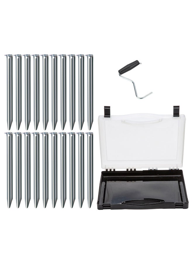 السنيدي طقم أوتاد خيمة، أطناب، فضي، طقم 20 قطع مقاس 23 سم - Image 5