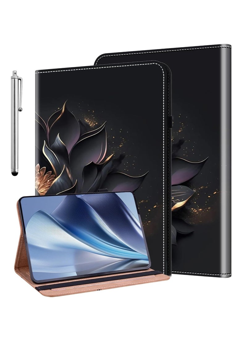 Case for Samsung Galaxy Tab S9 FE 5G 10.9 Inch/Galaxy Tab S9 11 Inch 2023, Stylus Holder Flip Wallet Leather Shockproof Cover for Galaxy Tab S9 FE 5G Case, Purple Lotus  - Image 1