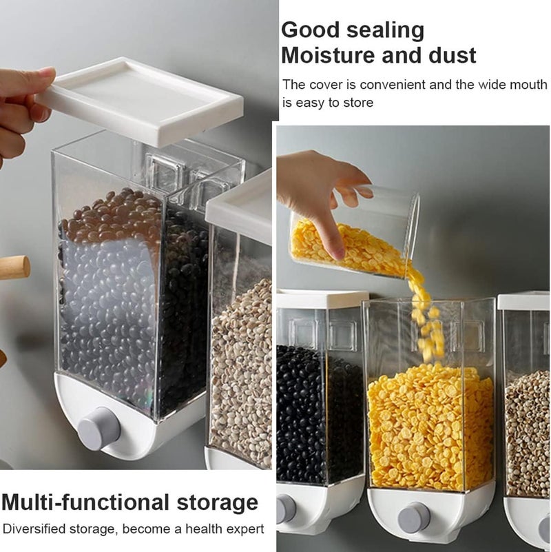 hanso (3 Pack) Wall-Mounted Cereal Dispenser, Kitchen Food Storage,Dry Food Snack Grain Canister Food Storage Organizer for Beans,Oatmeal, Food Dispenser, Dry Food Cereal Dispenser 1.5L=1.5KG - Image 5