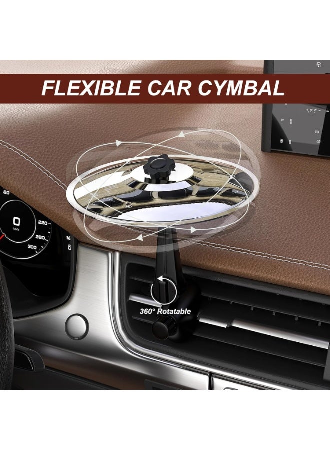 HALAMODO قرص طبل سيارة، طبل معدني صغير لقرص الطبل لواجهة السيارة، أداة موسيقية مضحكة لعشاق الموسيقى هدية لعازفي الطبول (فضي) - Image 2