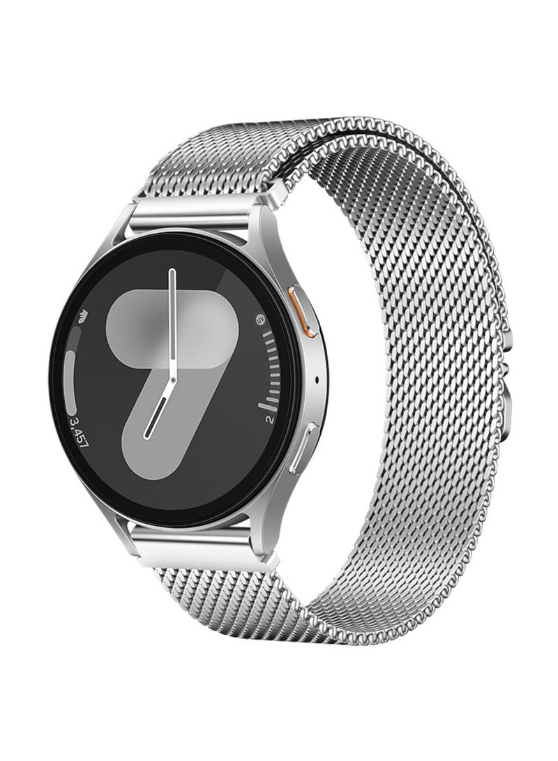 Metal Band for Samsung Galaxy Watch 7 6 5 4 FE 40mm 44mm Watch 5 Pro 45mm 20mm Stainless Steel Mesh Wristband Compatible with Women Men (Silver) - Image 1