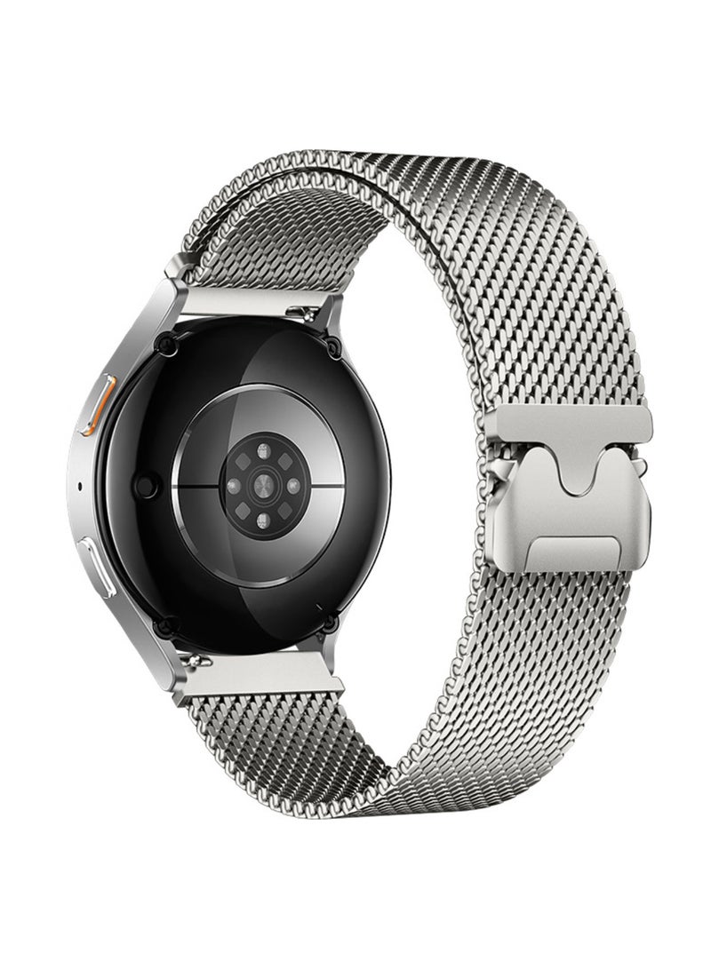 Metal Band for Samsung Galaxy Watch 7 6 5 4 FE 40mm 44mm Watch 5 Pro 45mm 20mm Stainless Steel Mesh Wristband Compatible with Women Men (Silver) - Image 4