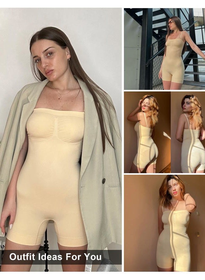 SHAPERX Strapless Shortie Bodysuit for Women Tummy Control Shapewear Seamless Sculpt Body Shaper with Removable Straps, Beige Shorts, XXL-3XL - Image 4