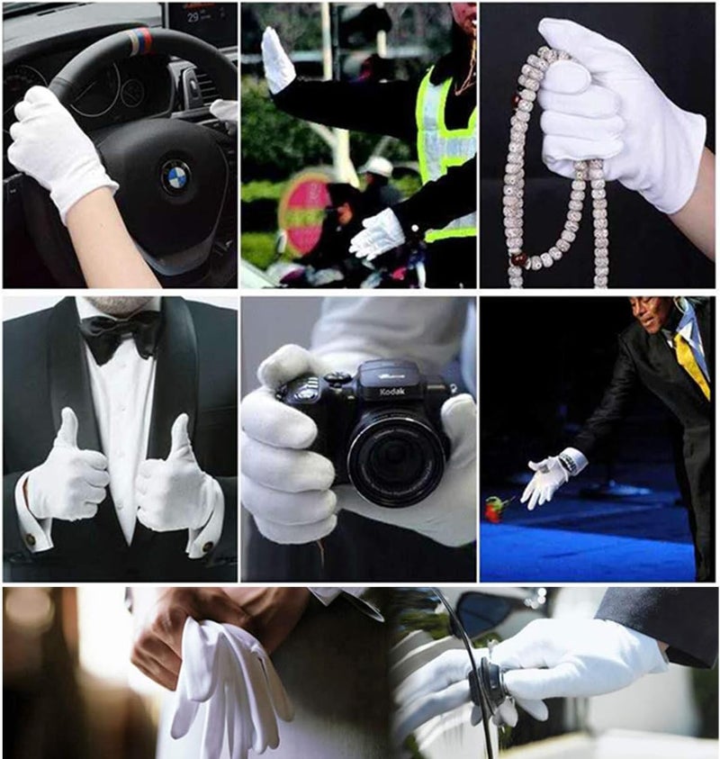 12Pairs White Cotton Gloves for Eczema and Dry Hands - Breathable Work Glove Liners - Moisturizing SPA Gloves - Soft Jewelry Inspection Gloves - Stretchy Fit Cotton Cloth Gloves for Most Women - Image 4