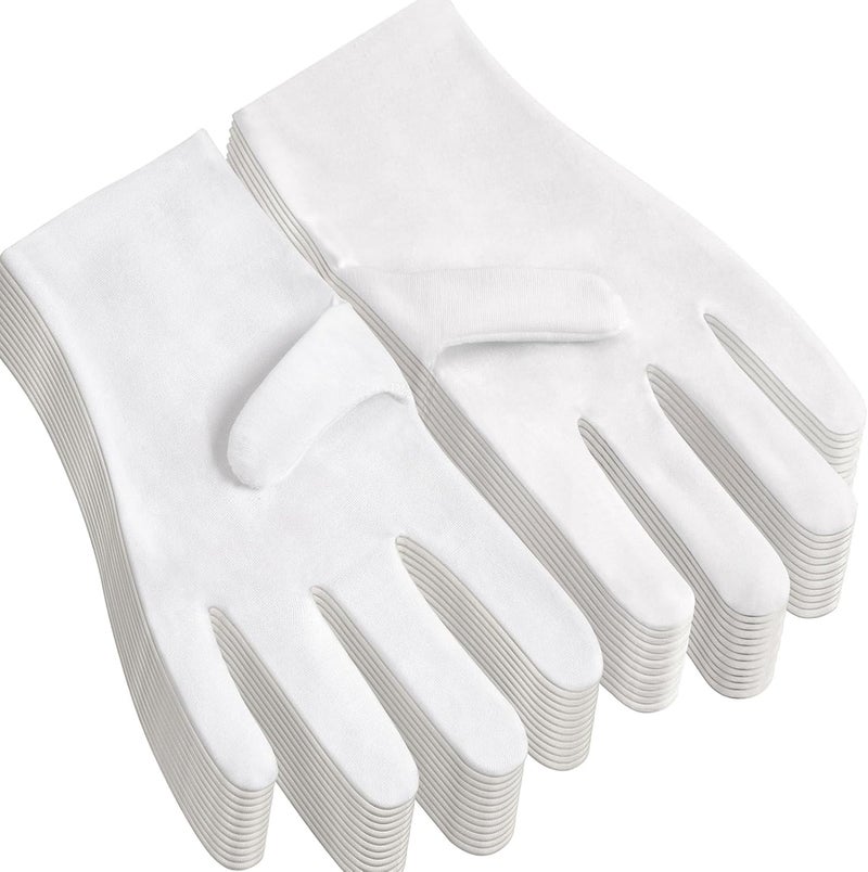 12Pairs White Cotton Gloves for Eczema and Dry Hands - Breathable Work Glove Liners - Moisturizing SPA Gloves - Soft Jewelry Inspection Gloves - Stretchy Fit Cotton Cloth Gloves for Most Women - Image 1