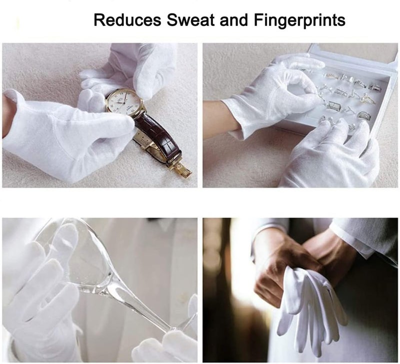 12Pairs White Cotton Gloves for Eczema and Dry Hands - Breathable Work Glove Liners - Moisturizing SPA Gloves - Soft Jewelry Inspection Gloves - Stretchy Fit Cotton Cloth Gloves for Most Women - Image 3