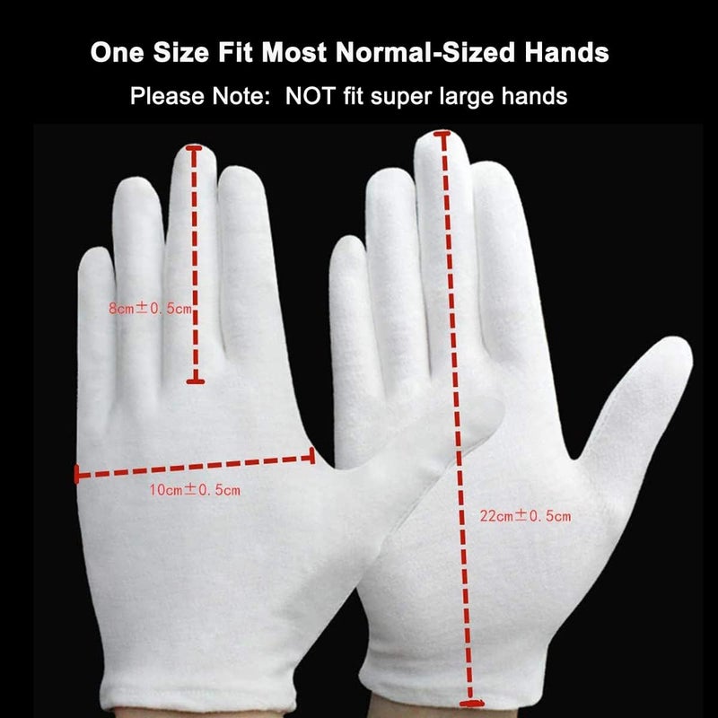 12Pairs White Cotton Gloves for Eczema and Dry Hands - Breathable Work Glove Liners - Moisturizing SPA Gloves - Soft Jewelry Inspection Gloves - Stretchy Fit Cotton Cloth Gloves for Most Women - Image 5