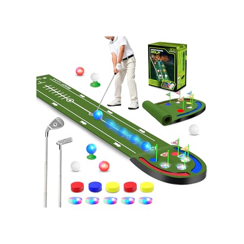 VATOS Golf Putting Mat Indoor for Kids Golf Game Set with LED Balls Glow Holes Irons Putters Portable Putting Green Outdoor for Home Backyard Party Golfs Toy Gifts for Kids 614 - Image 1