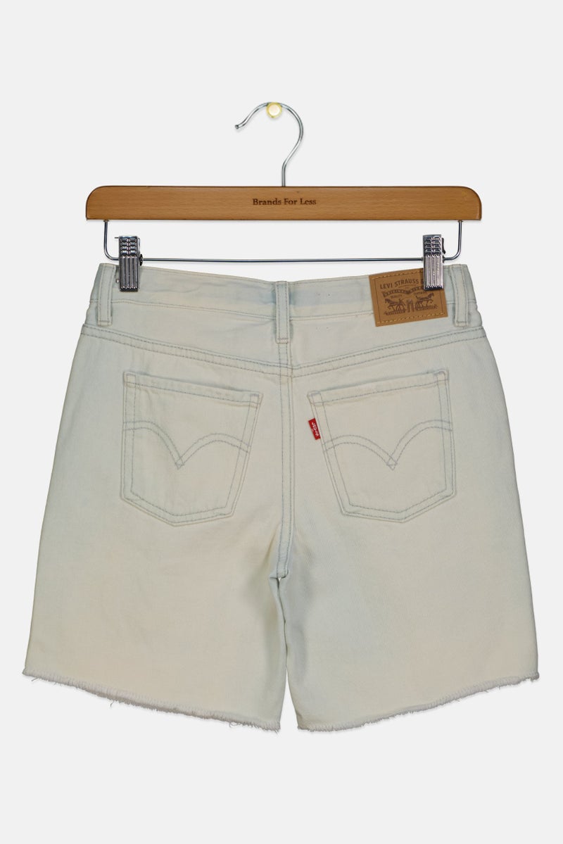 Levi's Kids Girl Embroidered Denim Shorts, Off White - Image 2