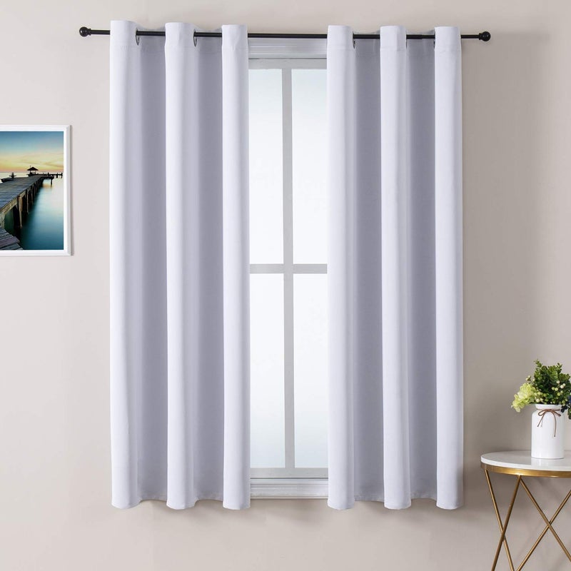 ChrisDowa Grommet Room Darkening Curtains for Bedroom and Living Room - 2 Panels Set Thermal Insulated Blackout Curtains (Greyish White  38W x 54L) - Image 1