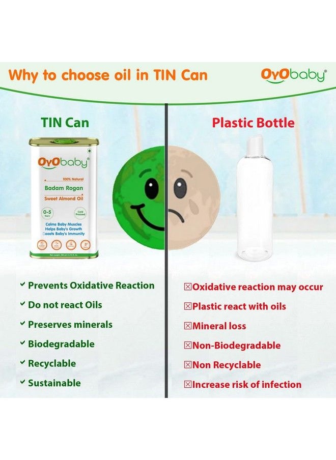 OYO BABY - Badam Rogan Oil For Baby Massage ; Pure Shirin Oil Sweet Almond Oil ; For Baby Skin Hair And Body100Ml - Image 1