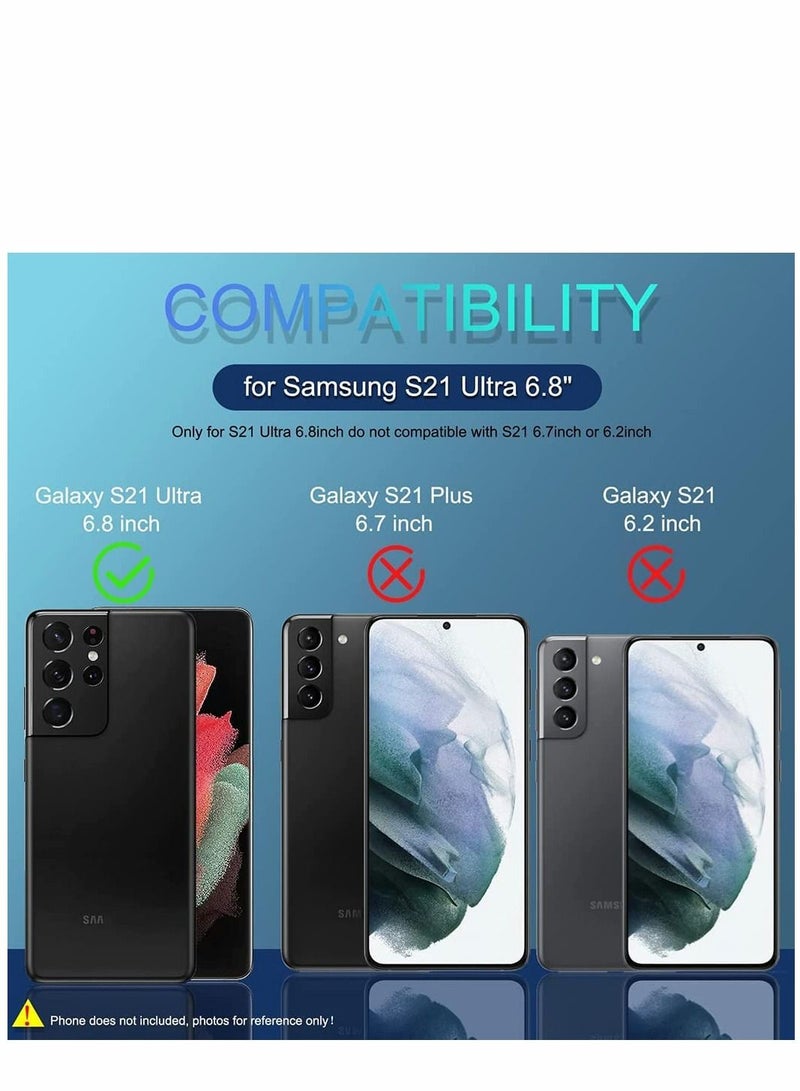 Y&D Case for Samsung Galaxy S21 Ultra 5G with Removable Kickstand Card Holder Slide Camera Cover Ring Stand Magnetic Hybrid Armor Hard Luxury Blue  - Image 3