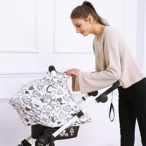 Hicoco Baby Car Seat Covers, Carseat Canopy, Boys Girls Privacy Breastfeeding Cover (Grey Heart) - Image 4