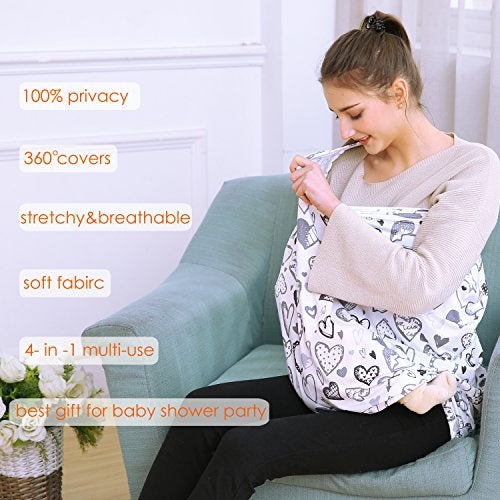 Hicoco Baby Car Seat Covers, Carseat Canopy, Boys Girls Privacy Breastfeeding Cover (Grey Heart) - Image 2