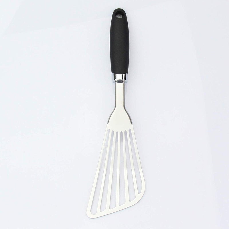 JXWING 304 Stainless Steel Fish Spatula, Non-Slip Ergonomic Handle Slotted Spatula, Black - Image 4