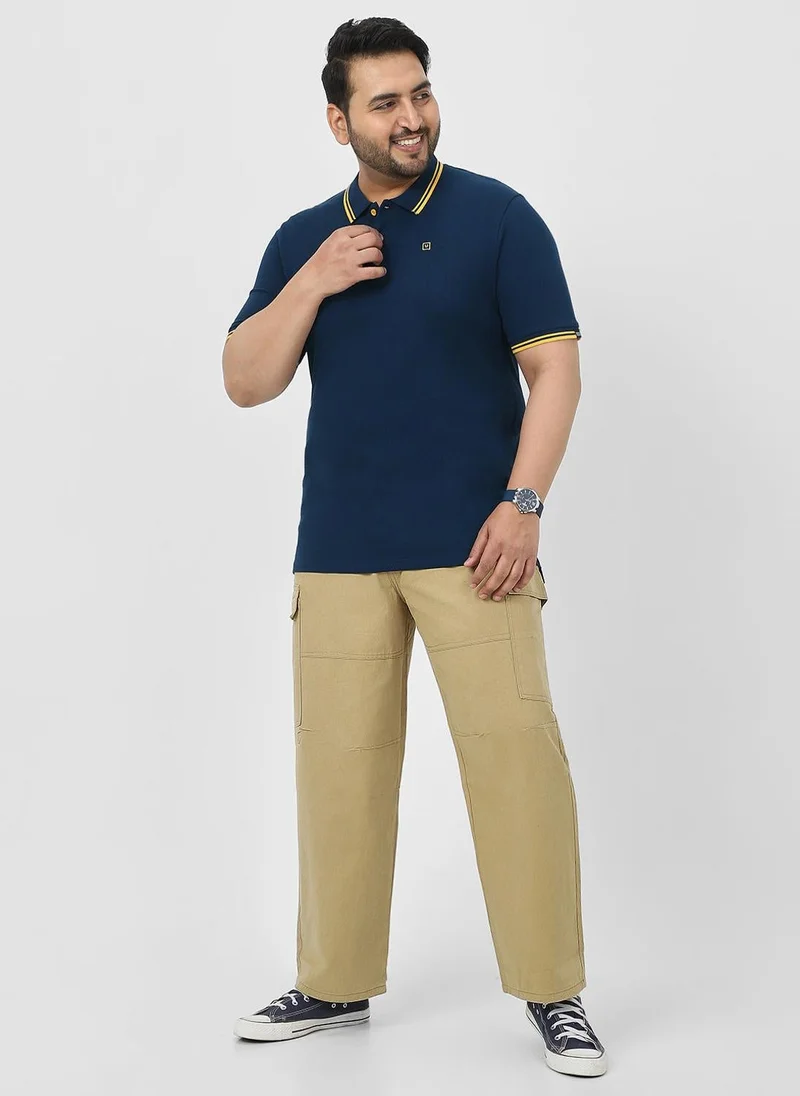 Urbano Fashion  Urbano Plus Men's Navy Blue Solid Regular Fit Polo T-Shirt for Men | Best Price UAE