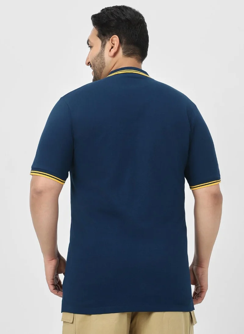 Urbano Fashion  Urbano Plus Men's Navy Blue Solid Regular Fit Polo T-Shirt for Men | Best Price UAE