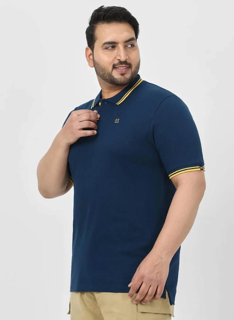 Urbano Fashion  Urbano Plus Men's Navy Blue Solid Regular Fit Polo T-Shirt for Men | Best Price UAE