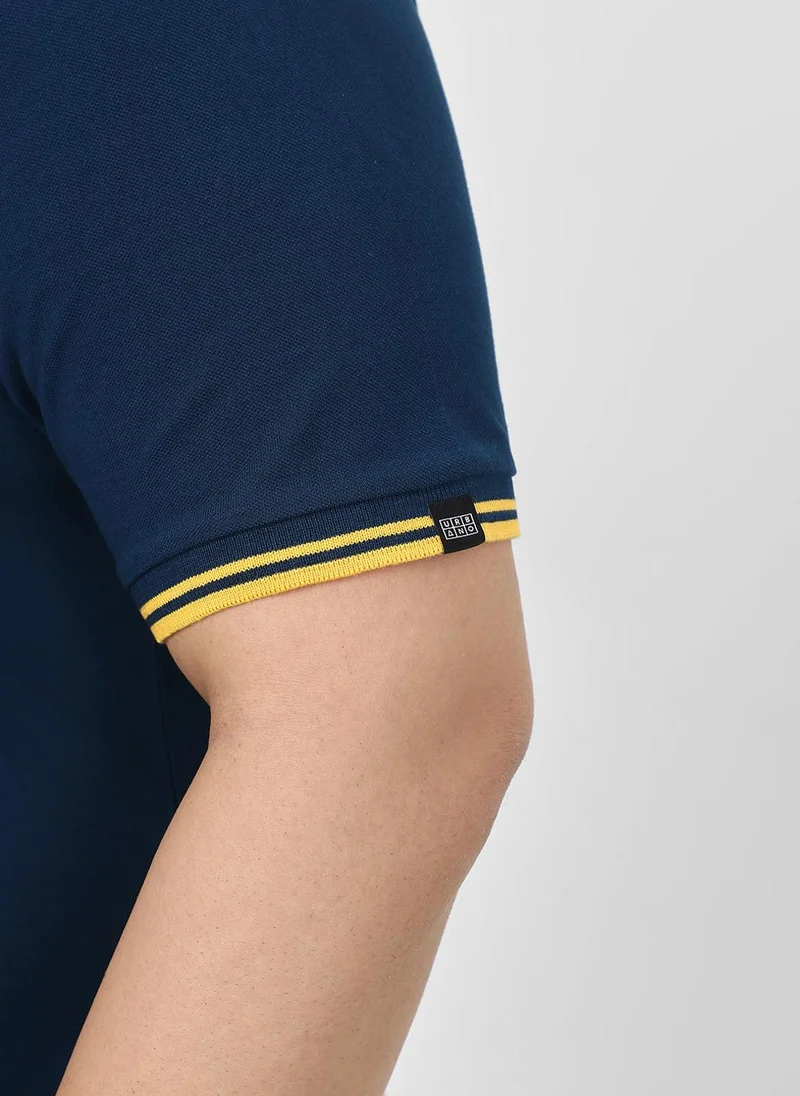 Urbano Fashion  Urbano Plus Men's Navy Blue Solid Regular Fit Polo T-Shirt for Men | Best Price UAE