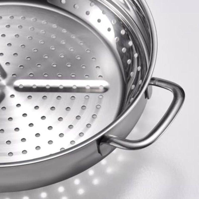 Steamer Insert, Stainless Steel, Steamer Insert Stainless Steel 30cm Stackable Steaming Basket for Pot Vegetable Fish Dumpling Steamer Basket with Handle - Image 2