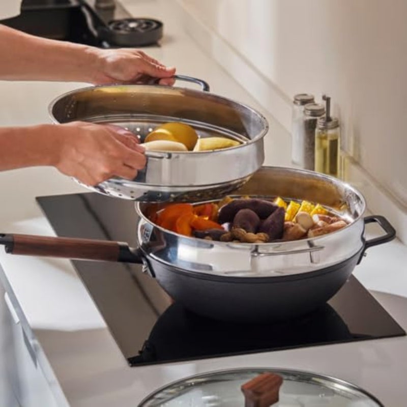 Steamer Insert, Stainless Steel, Steamer Insert Stainless Steel 30cm Stackable Steaming Basket for Pot Vegetable Fish Dumpling Steamer Basket with Handle - Image 3