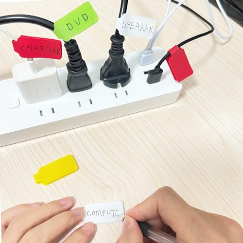 TOPNI 60 Pieces Cable Labels & Reusable Hook and Loop Fastening Ties Set - 30 Pieces Cord or Wire Labels & 30 Pieces Labels for Electronic Cords, Home & Office Cord Management - Image 4