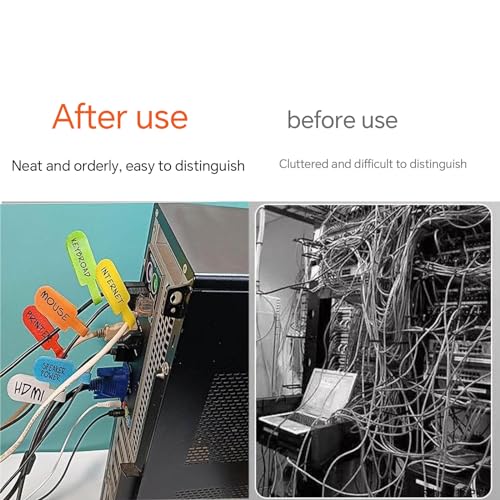 TOPNI 60 Pieces Cable Labels & Reusable Hook and Loop Fastening Ties Set - 30 Pieces Cord or Wire Labels & 30 Pieces Labels for Electronic Cords, Home & Office Cord Management - Image 5