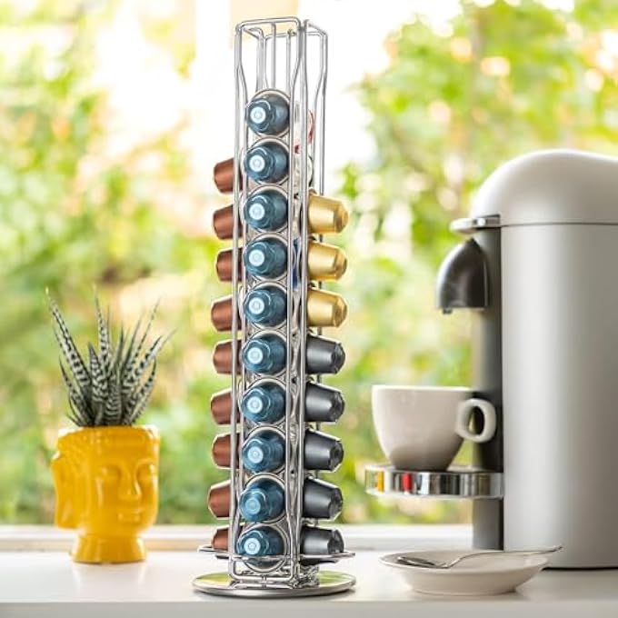 Unity Coffee Pod HolderCapsule Spinning Carousel HolderRotatable Coffee Capsules CarouselEspresso Pod Holder For Home  Office Coffee Capsule Stands Rotating Pod Rack Holds 40 Pods - Image 5