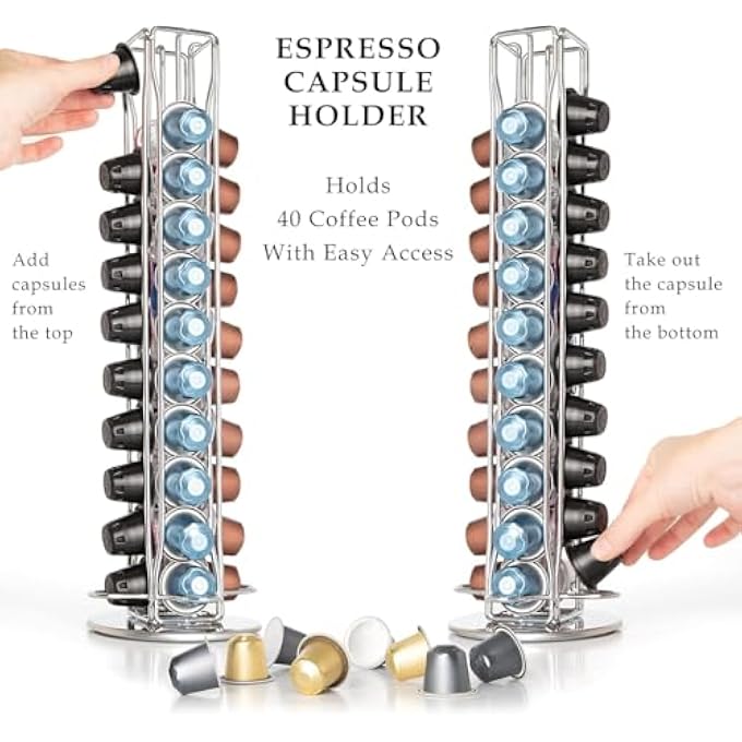 Unity Coffee Pod HolderCapsule Spinning Carousel HolderRotatable Coffee Capsules CarouselEspresso Pod Holder For Home  Office Coffee Capsule Stands Rotating Pod Rack Holds 40 Pods - Image 4