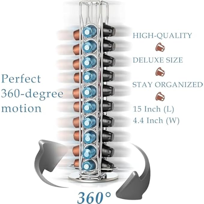 Unity Coffee Pod HolderCapsule Spinning Carousel HolderRotatable Coffee Capsules CarouselEspresso Pod Holder For Home  Office Coffee Capsule Stands Rotating Pod Rack Holds 40 Pods - Image 3