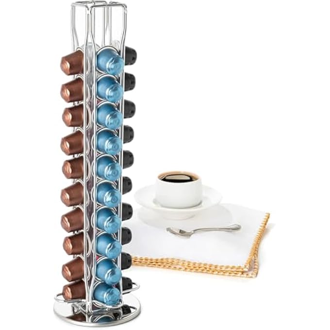 Unity Coffee Pod HolderCapsule Spinning Carousel HolderRotatable Coffee Capsules CarouselEspresso Pod Holder For Home  Office Coffee Capsule Stands Rotating Pod Rack Holds 40 Pods - Image 1