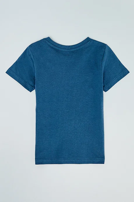 أر أند بي Printed T-Shirt with Crew Neck and Short Sleeves