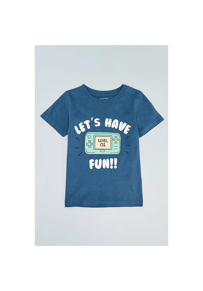 R&b Printed T-Shirt with Crew Neck and Short Sleeves
