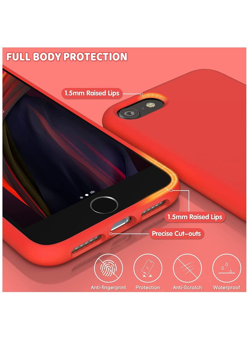 LEDIN iPhone SE 2022 Case iPhone SE 2020 Phone case iPhone 7/8 case Liquid Silicone Gel Rubber Phone Case iPhone SE/8/7 4.7" Full Body Slim Soft Microfiber Lining Protective Case(Red) - Image 3