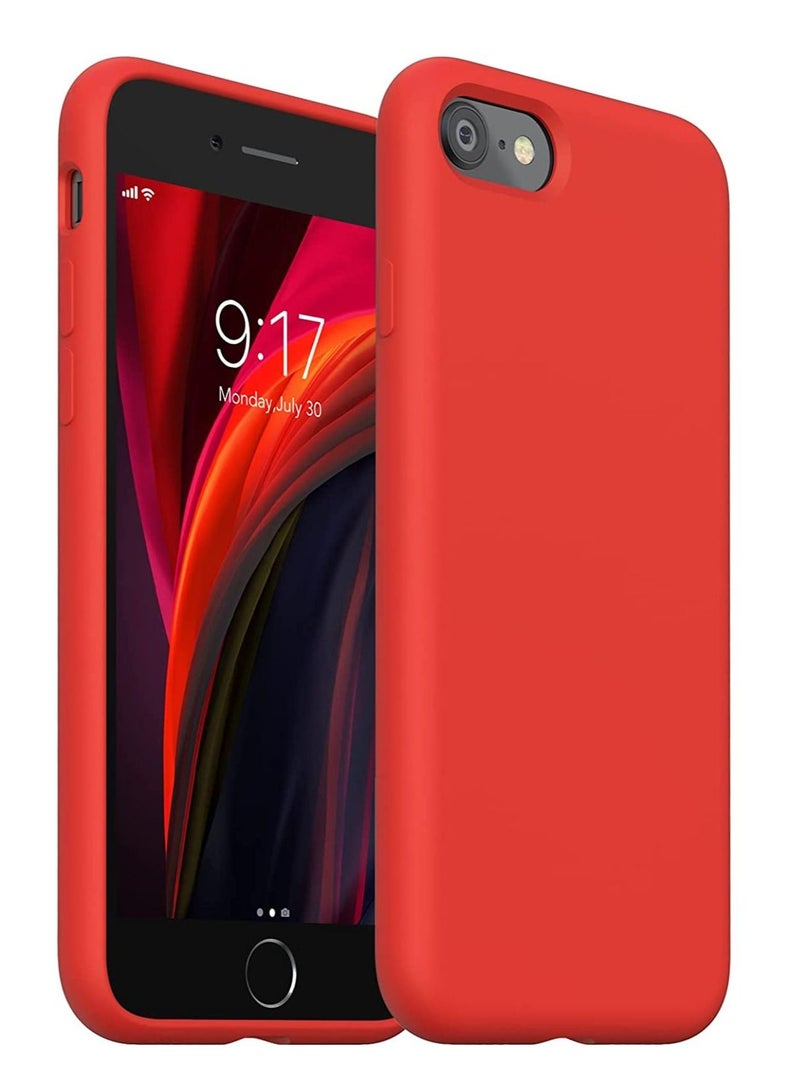 LEDIN iPhone SE 2022 Case iPhone SE 2020 Phone case iPhone 7/8 case Liquid Silicone Gel Rubber Phone Case iPhone SE/8/7 4.7" Full Body Slim Soft Microfiber Lining Protective Case(Red) - Image 1