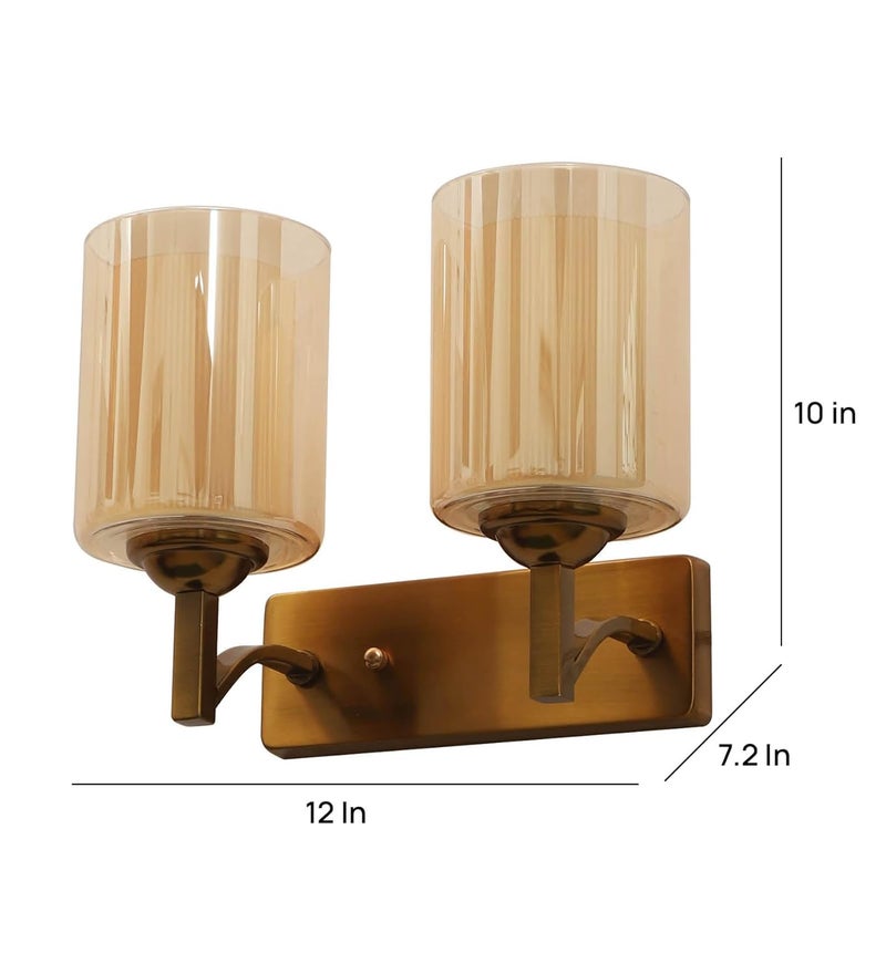 CORAL TREE Antique Brass Double Style Finish Wall Light for Indoor and Outdoor Home Decoration for Bedroom Bedside and Living Room Decoration Golden Double Style - Image 3