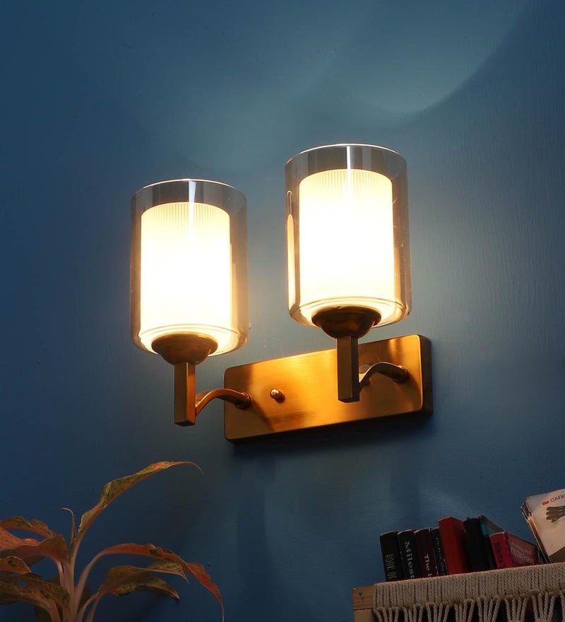 CORAL TREE Antique Brass Double Style Finish Wall Light for Indoor and Outdoor Home Decoration for Bedroom Bedside and Living Room Decoration Golden Double Style - Image 4