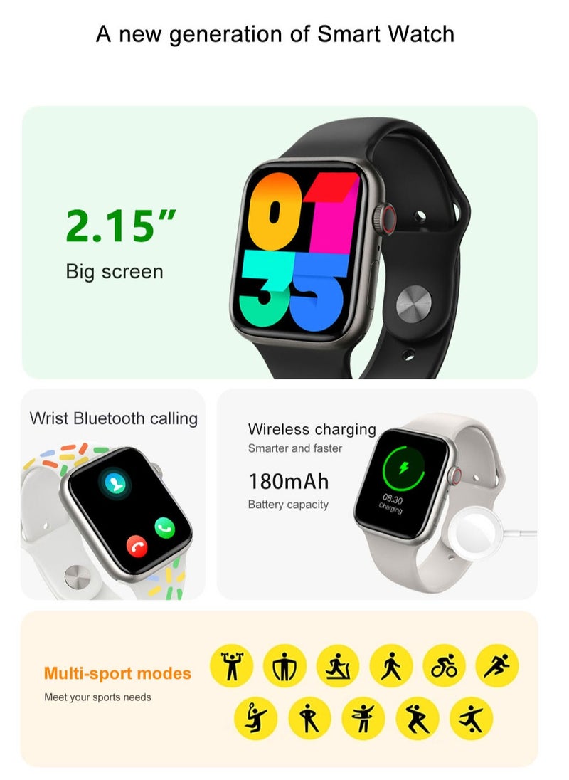 Multifunctional Smartwatch, 2.1 Inches, Smart Voice Assistant, Multiple Sports Modes, High-Definition Full Touch Screen, Multiple Message Reminders, Multiple Sports Modes, Smart Bracelets, Smart Wearable Devices