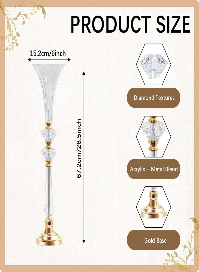 VIJIV Tall Crystal Acrylic Flower Vases for Centerpieces, 26.2" Large Clear Decorative Trumpet Vases, Wedding Flower Stand with Ribbed, Table/Floor Vase for Bridal Showers & Dining Room, Home Décor - Image 4