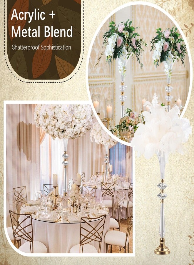 VIJIV Tall Crystal Acrylic Flower Vases for Centerpieces, 26.2" Large Clear Decorative Trumpet Vases, Wedding Flower Stand with Ribbed, Table/Floor Vase for Bridal Showers & Dining Room, Home Décor - Image 2