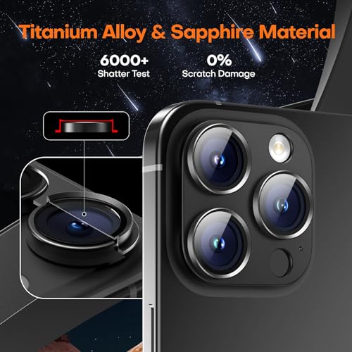 Wumigoo Camera Lens Protector for iPhone 16 Pro Max/16 Pro/iPhone 15 Pro Max/15 Pro/iPhone 14 Pro Max/14 Pro, Aluminum Alloy Sapphire Glass Camera Screen Cover, Case Friendly- Black Titanium - Image 5