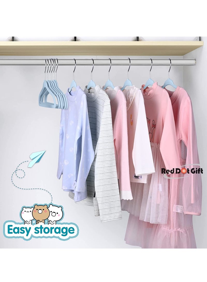 Red Dot Gift 30-Pack Blue Velvet Kids Hangers - (35cm / 14 Inch) Premium Childrens Hangers for Closet, Ultra-Thin Cute Hangers Kids Clothes Hanger, Small Hangers for Kids Clothes  - Image 3