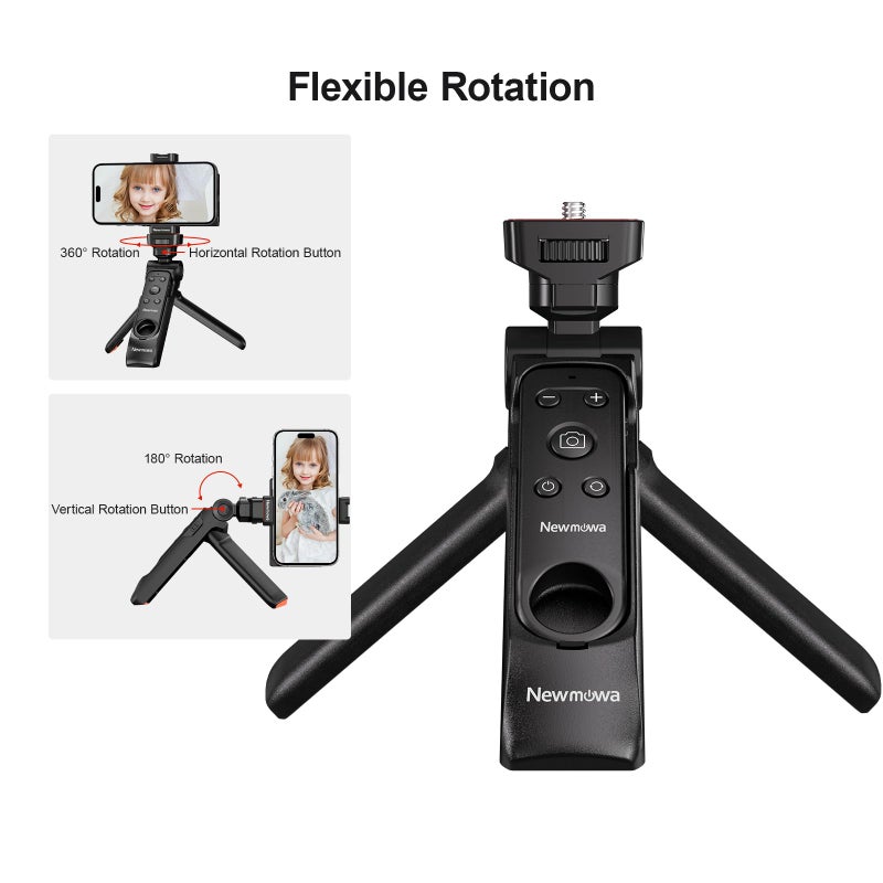 Newmowa Phone Remote Shutter Tripod, Foldable Tripod with Detachable Wireless Remote Control for iPhone Video Photo Shooting/Zooming/Lens Switching, Compatible with iPhone 6.7 Inch(iOS 15 Above) - Image 4