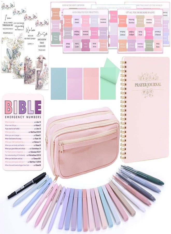 XKDOUS 40 Bible Study Kit, Journaling Supplies for Women with Case, Pink - Image 1