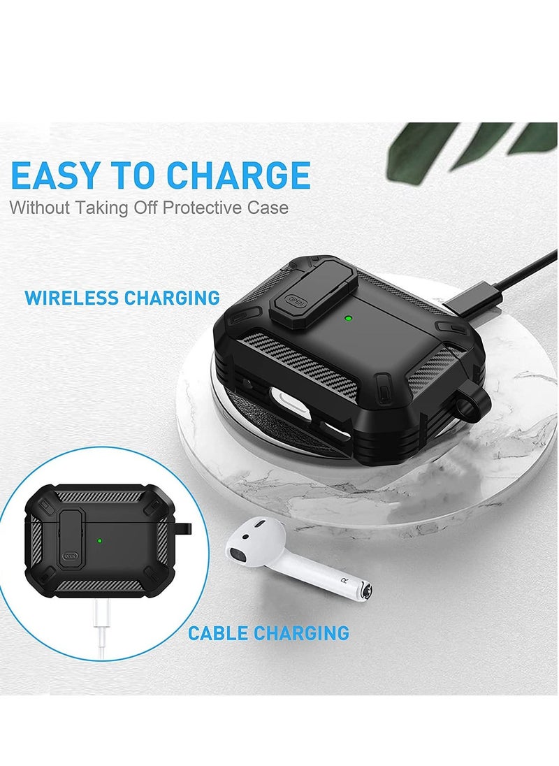 Generic for AirPods Pro 2nd Generation Case Cover 2022, AirPods Pro 2 Protective Case with Lock Gen 2 Military Hard Rugged Shockproof Cover with Keychain Compatible with Apple Airpods Pro 2, Black  - Image 3