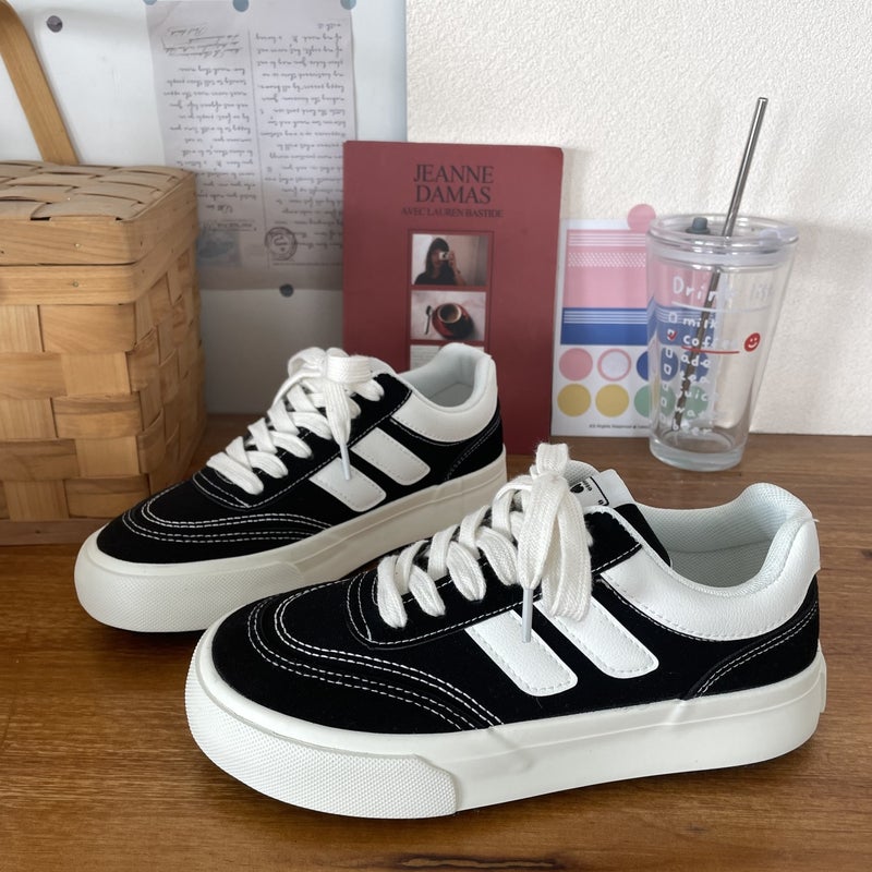 Unisex Flat Sole Casual Sneakers, Lightweight Breathable Low-top Sports Walking Shoes, Non-slip Wear-resistant Daily Athletic Footwear - Image 1