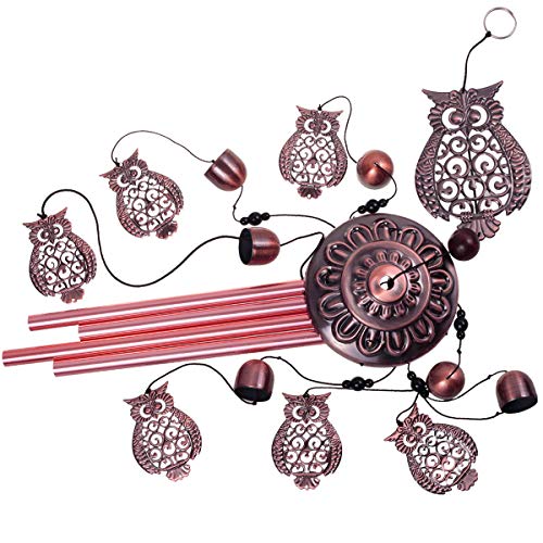 xxschy Owl Wind Chimes Outdoor Indoor Decor -with 4 Aluminum Tubes 6 Bells 7 Owls 37Inch Waterproof Mobile Romantic Wind Catcher Owl Windchimes for Home, Xmas Mom Gifts, Balcony, Festival, Garden Decoration - Image 4